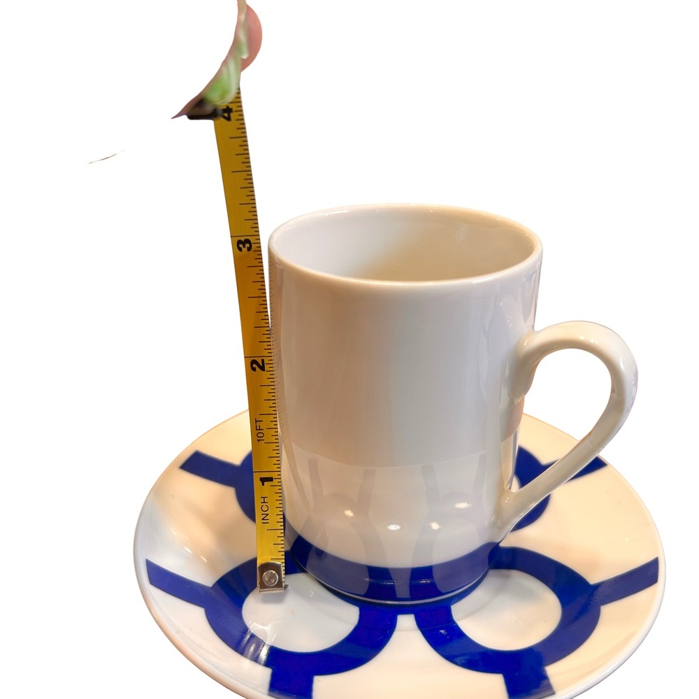 Vintage LBL Lubiana Poland Porcelain Coffee Set Mid Century Modern Blue Geometri - Picture 5 of 9